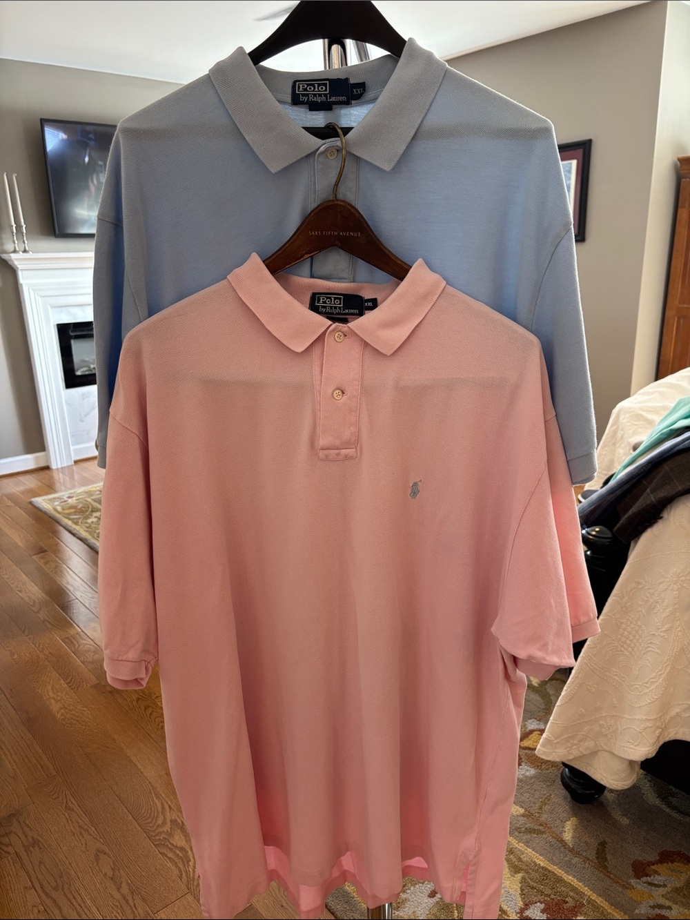 Two Classic Polo by Ralph Lauren Light Pink/Light Blue Polo Shirts